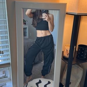 black parachute pants